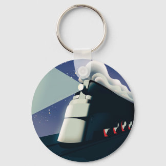 Art Deco Locomotive Jigsaw Puzzle Keychain