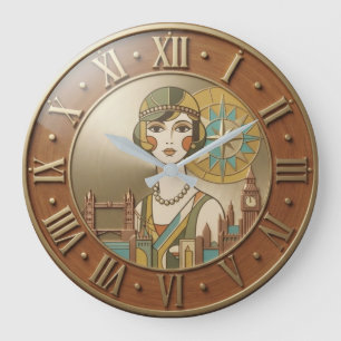 Art Deco London Portrait Large Clock