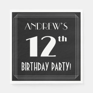 Art Deco Look 12th Birthday Party With Custom Name Napkins