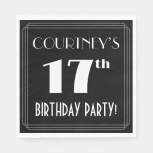Art Deco Look 17th Birthday Party With Custom Name Napkins