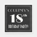 [ Thumbnail: Art Deco Look 18th Birthday Party With Custom Name Napkins ]