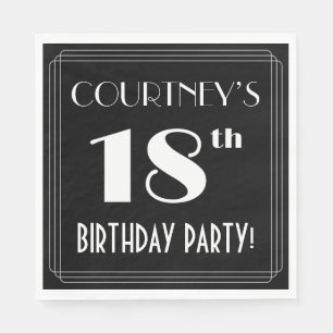 Art Deco Look 18th Birthday Party With Custom Name Napkins