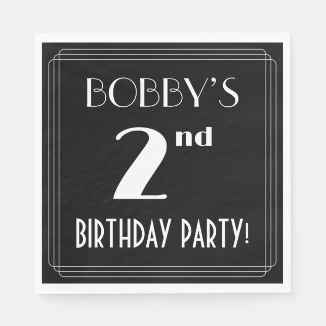 Art Deco Look 2nd Birthday Party With Custom Name Napkins (Front)