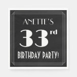 [ Thumbnail: Art Deco Look 33rd Birthday Party With Custom Name Napkins ]