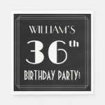 [ Thumbnail: Art Deco Look 36th Birthday Party With Custom Name Napkins ]