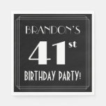 [ Thumbnail: Art Deco Look 41st Birthday Party With Custom Name Napkins ]