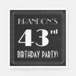 [ Thumbnail: Art Deco Look 43rd Birthday Party With Custom Name Napkins ]
