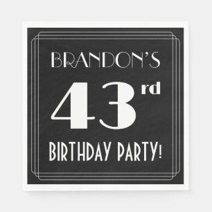 Art Deco Look 43rd Birthday Party With Custom Name Napkins