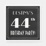 [ Thumbnail: Art Deco Look 44th Birthday Party With Custom Name Napkins ]