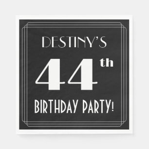 Art Deco Look 44th Birthday Party With Custom Name Napkins