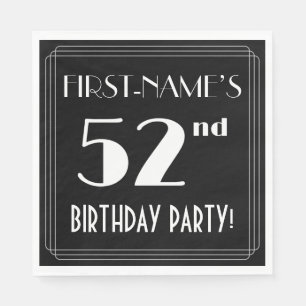 Art Deco Look 52nd Birthday Party With Custom Name Napkins