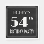 [ Thumbnail: Art Deco Look 54th Birthday Party With Custom Name Napkins ]