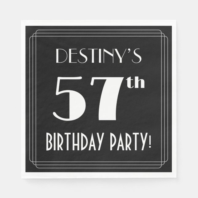 Art Deco Look 57th Birthday Party With Custom Name Napkins (Front)