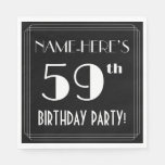 [ Thumbnail: Art Deco Look 59th Birthday Party With Custom Name Napkins ]