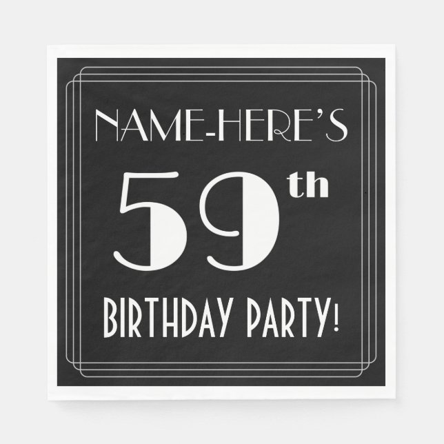 Art Deco Look 59th Birthday Party With Custom Name Napkins (Front)