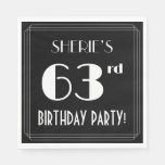 [ Thumbnail: Art Deco Look 63rd Birthday Party With Custom Name Napkins ]