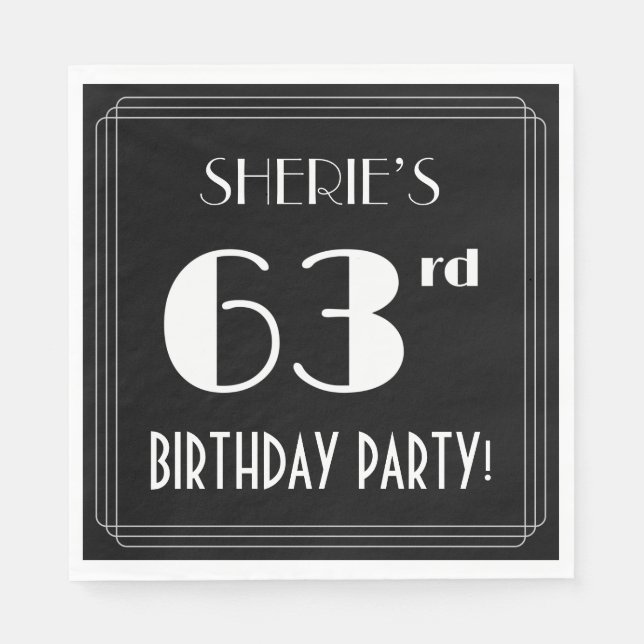 Art Deco Look 63rd Birthday Party With Custom Name Napkins (Front)