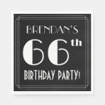 [ Thumbnail: Art Deco Look 66th Birthday Party With Custom Name Napkins ]