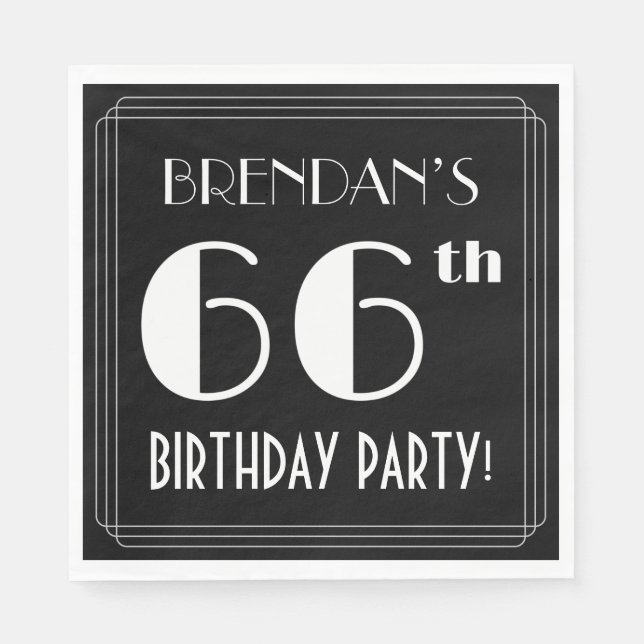 Art Deco Look 66th Birthday Party With Custom Name Napkins (Front)