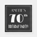 [ Thumbnail: Art Deco Look 70th Birthday Party With Custom Name Napkins ]