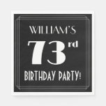 [ Thumbnail: Art Deco Look 73rd Birthday Party With Custom Name Napkins ]