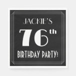 [ Thumbnail: Art Deco Look 76th Birthday Party With Custom Name Napkins ]