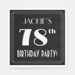 [ Thumbnail: Art Deco Look 78th Birthday Party With Custom Name Napkins ]