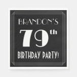 [ Thumbnail: Art Deco Look 79th Birthday Party With Custom Name Napkins ]