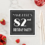 [ Thumbnail: Art Deco Look 82nd Birthday Party With Custom Name Napkins ]
