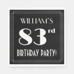 [ Thumbnail: Art Deco Look 83rd Birthday Party With Custom Name Napkins ]