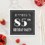 [ Thumbnail: Art Deco Look 85th Birthday Party With Custom Name Napkins ]