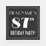 [ Thumbnail: Art Deco Look 87th Birthday Party With Custom Name Napkins ]