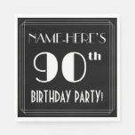 [ Thumbnail: Art Deco Look 90th Birthday Party With Custom Name Napkins ]