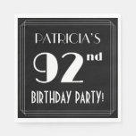 [ Thumbnail: Art Deco Look 92nd Birthday Party With Custom Name Napkins ]