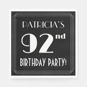 Art Deco Look 92nd Birthday Party With Custom Name Napkins