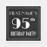 [ Thumbnail: Art Deco Look 95th Birthday Party With Custom Name Napkins ]