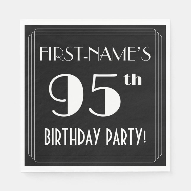 Art Deco Look 95th Birthday Party With Custom Name Napkins (Front)