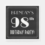 [ Thumbnail: Art Deco Look 98th Birthday Party With Custom Name Napkins ]
