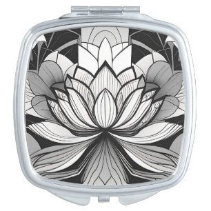 Art Deco Lotus Flower Compact Mirror