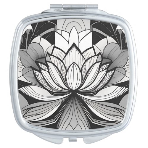 Art Deco Lotus Flower Compact Mirror