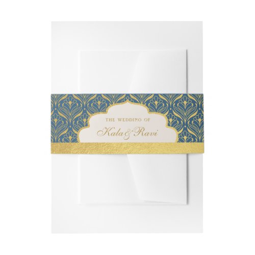 Art Deco Lotus Gold Floral Invitation Belly Band