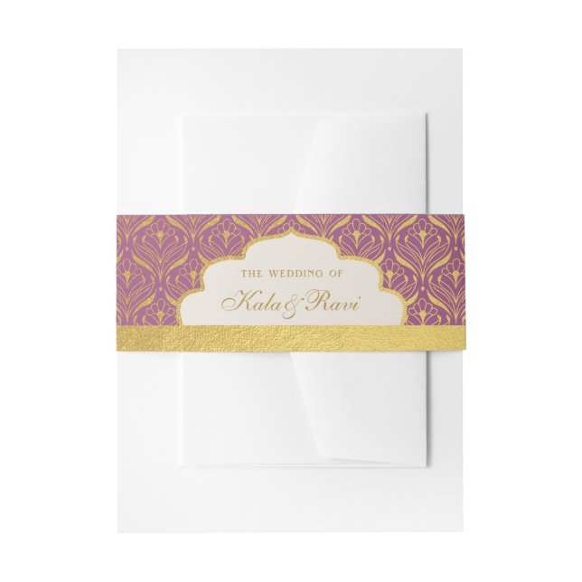 Art Deco Lotus Gold Floral Invitation Belly Band (Front Example)