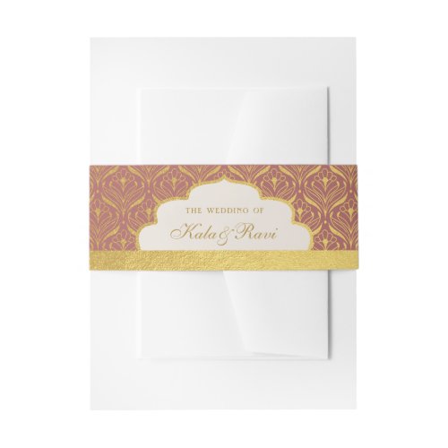 Art Deco Lotus Gold Floral Invitation Belly Band