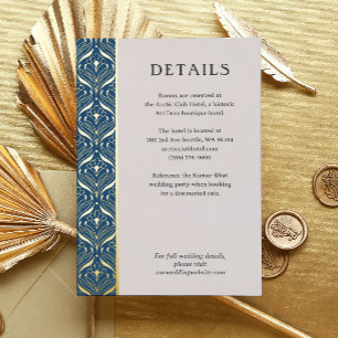 Art Deco Lotus Gold Wedding Details Enclosure Card
