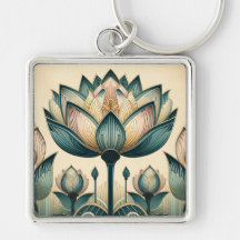 Art Deco Lotus Keychain