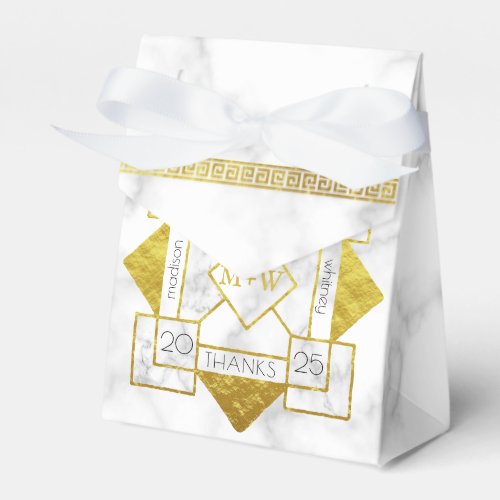 Art Deco Love and Thanks Wedding Marble Gold Foil Favor Boxes