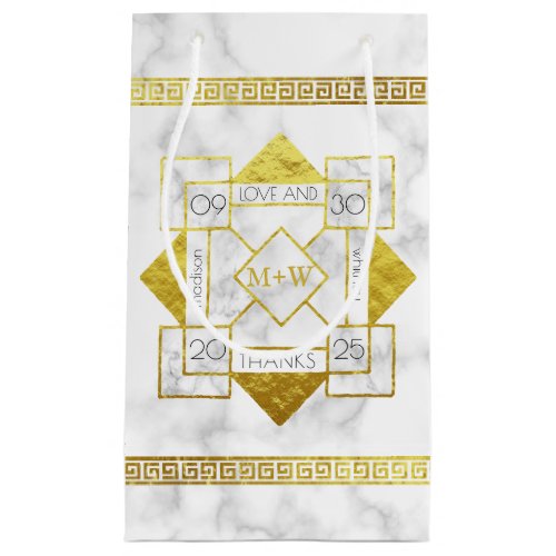Art Deco Love and Thanks Wedding Marble Gold Foil Small Gift Bag