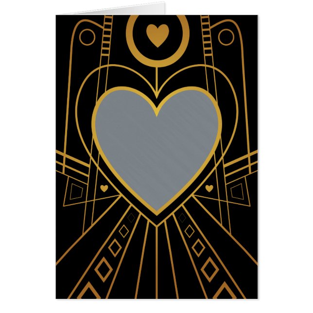 Art Deco Love Heart Border Cards (Front)