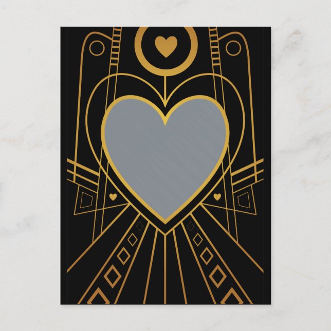 Art Deco Love Heart Border Postcard (Front)