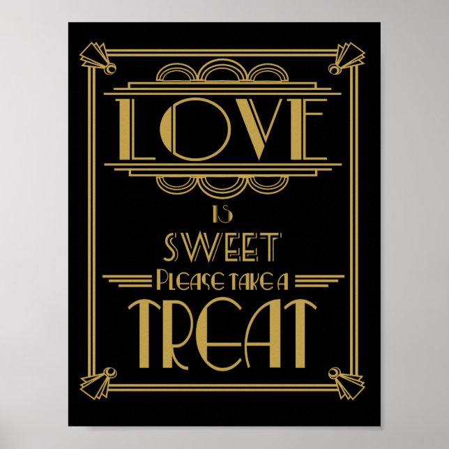 Art Deco Love is sweet Print Roaring 20's (Front)